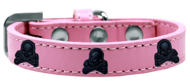 Skull Widget Dog Collar Light Pink Size 10